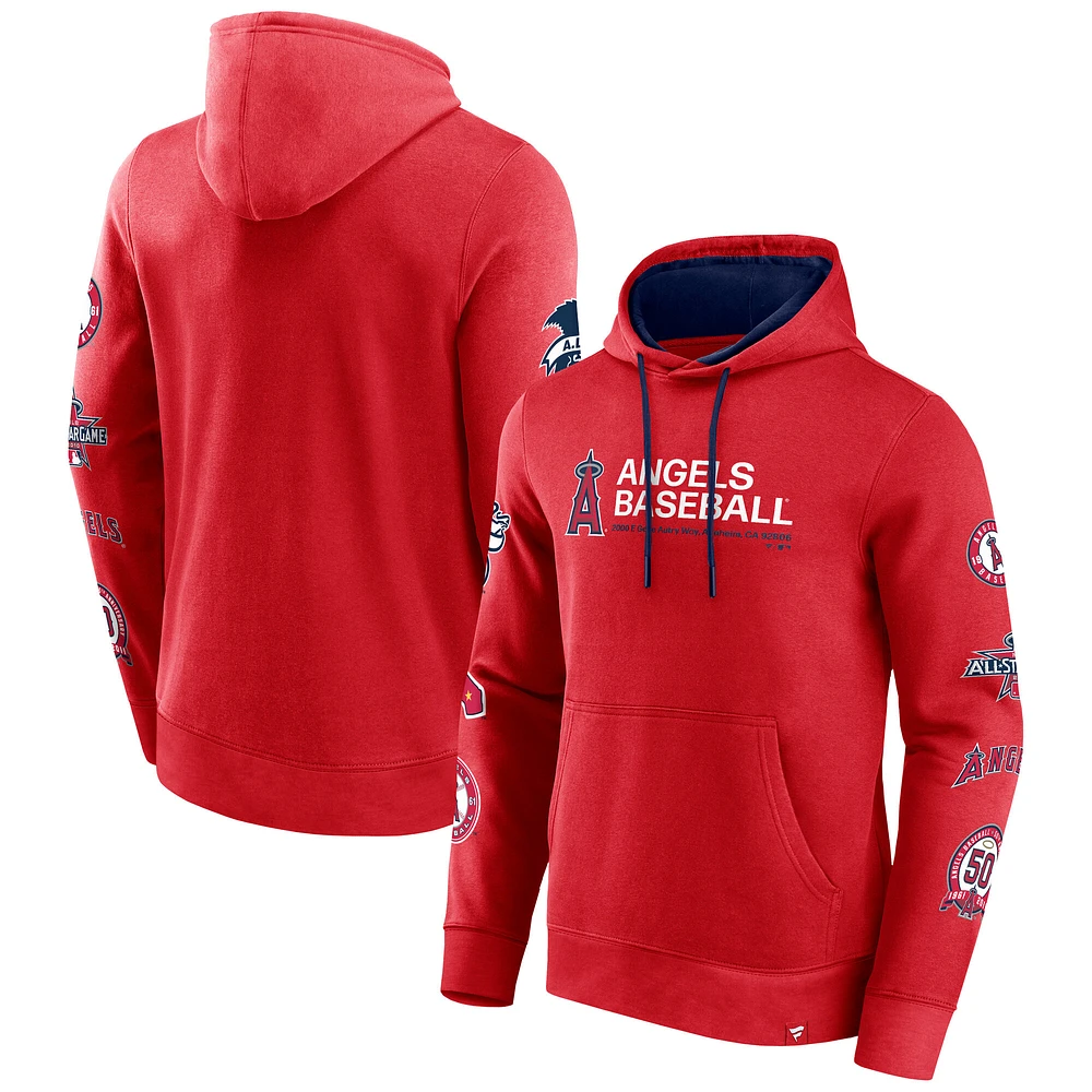 Men's Fanatics Red Los Angeles Angels Extra Innings Pullover Hoodie