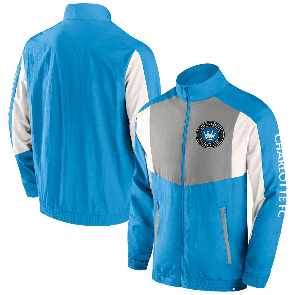 Men's Fanatics Blue Charlotte FC Net Goal Raglan Full-Zip Track Jacket