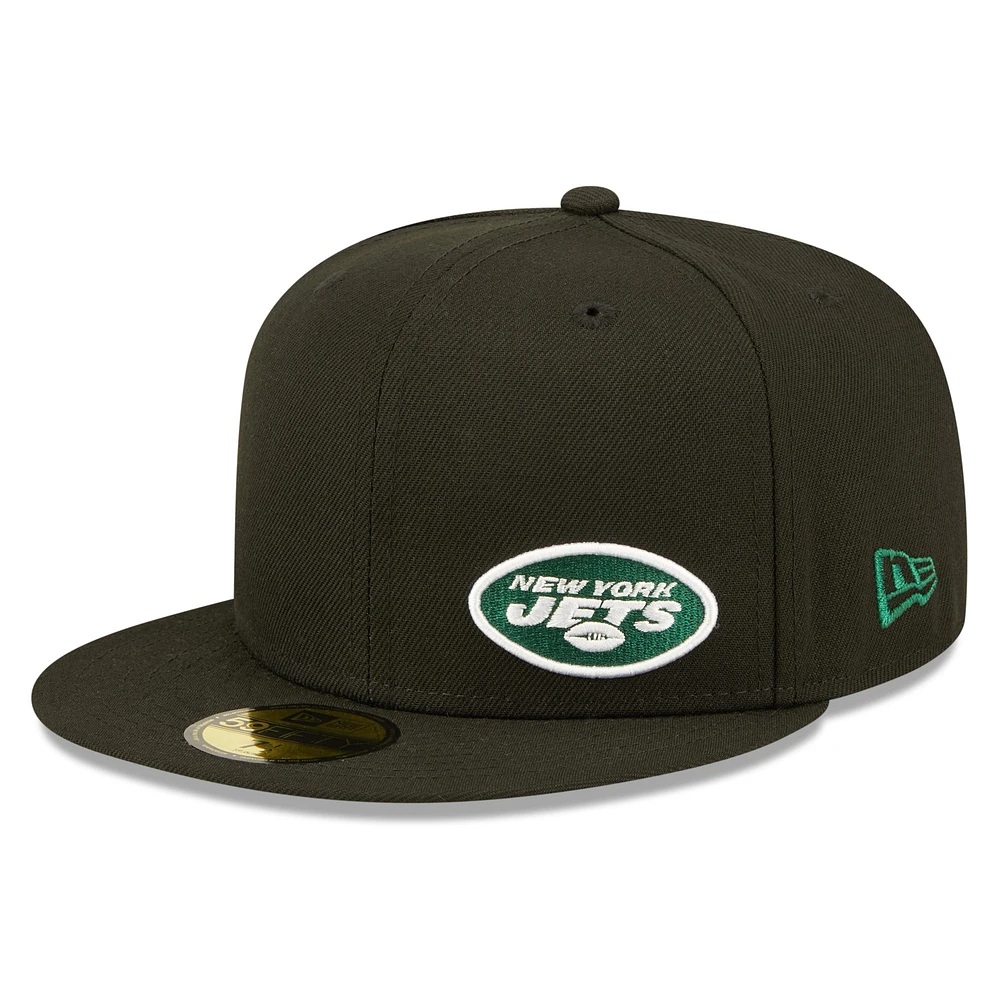 Men's New Era Black York Jets Flawless 59FIFTY Fitted Hat