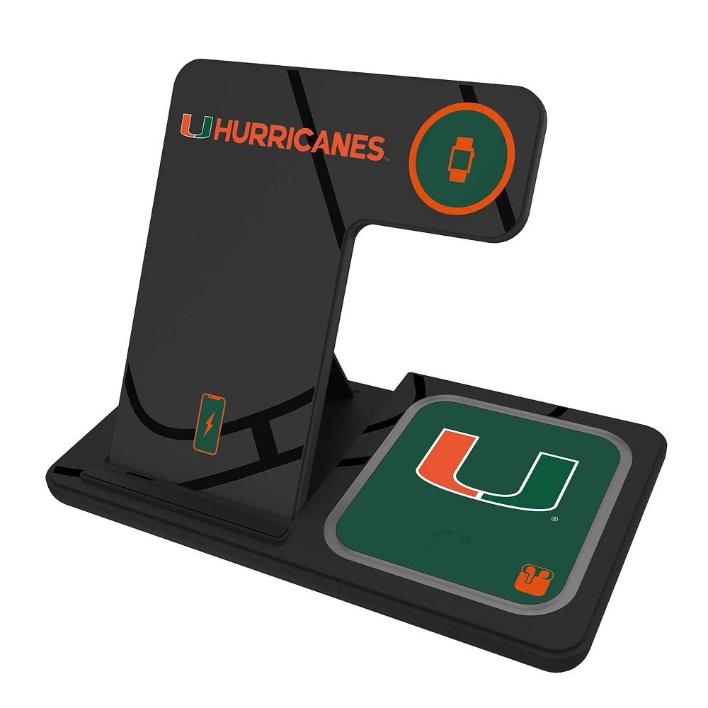 Keyscaper Miami Hurricanes 3-In-1 Wireless Charger