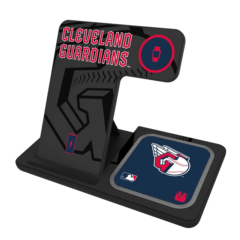 Keyscaper Cleveland Guardians 3-In-1 Wireless Charger