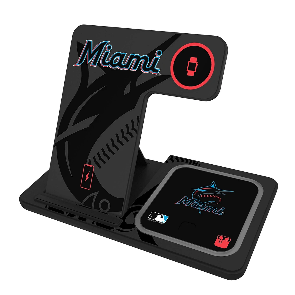 Keyscaper Miami Marlins 3-In-1 Wireless Charger