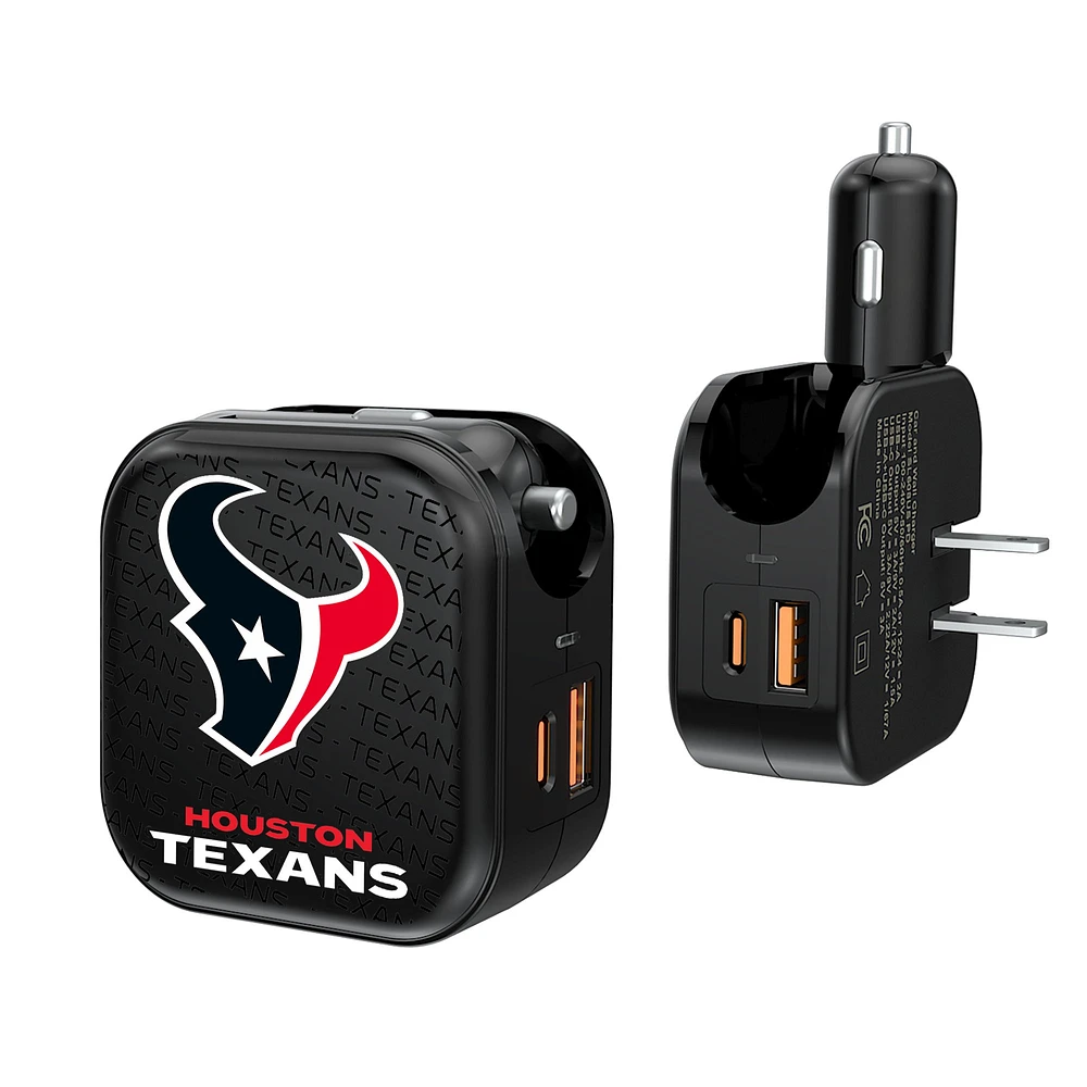 Houston Texans Team Logo Dual Port USB Car & Home Charger