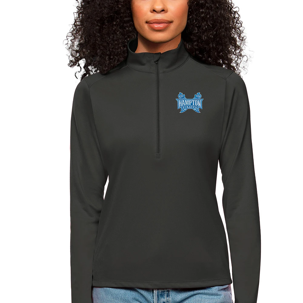 Women's Antigua Gray Hampton Pirates Tribute Quarter-Zip Pullover Top