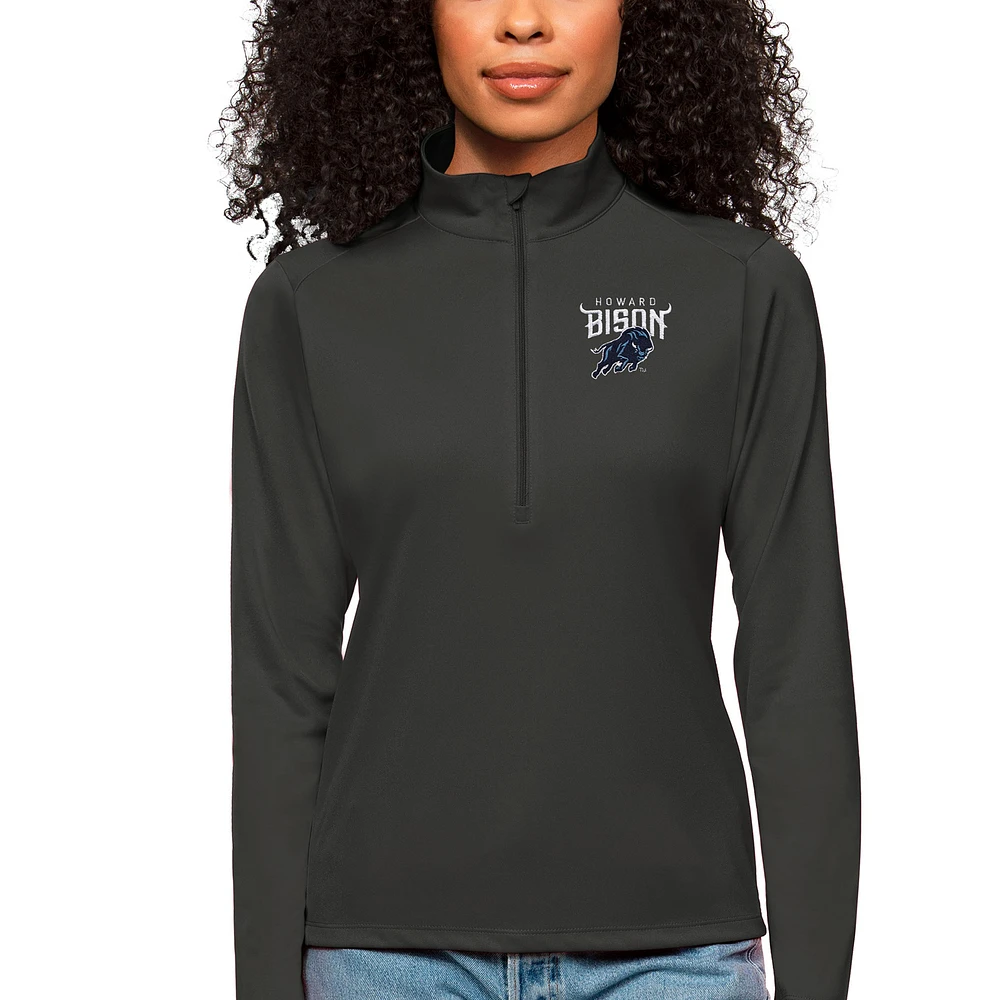 Women's Antigua Gray Howard Bison Tribute Quarter-Zip Pullover Top