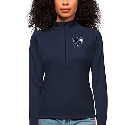 Women's Antigua Navy Howard Bison Tribute Quarter-Zip Pullover Top