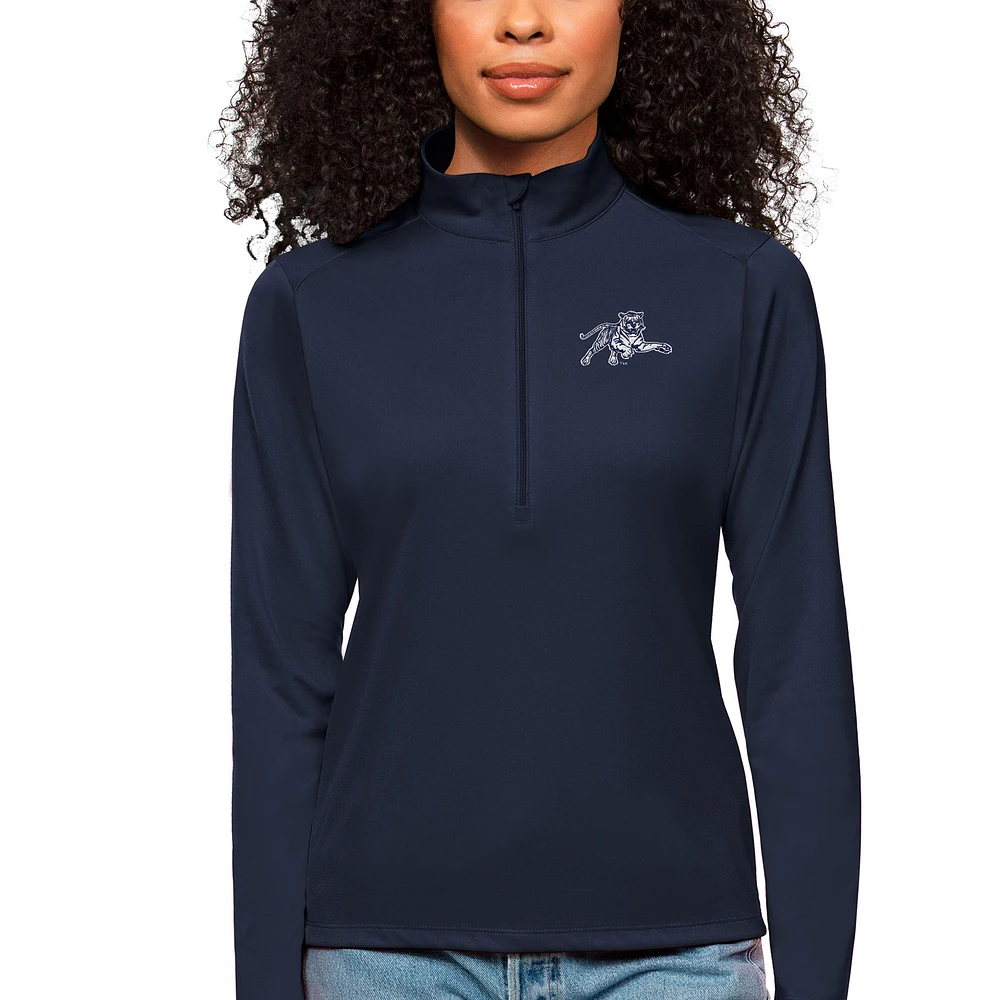 Women's Antigua Navy Jackson State Tigers Tribute Quarter-Zip Pullover Top