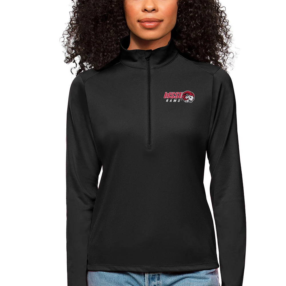Women's Antigua Black Winston-Salem State Rams Tribute Quarter-Zip Pullover Top