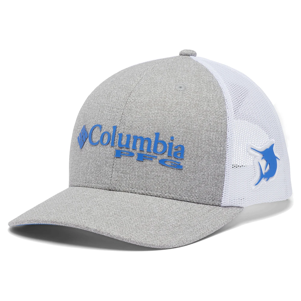 Men's Columbia Heather Gray/White PFG Mesh Snapback Hat
