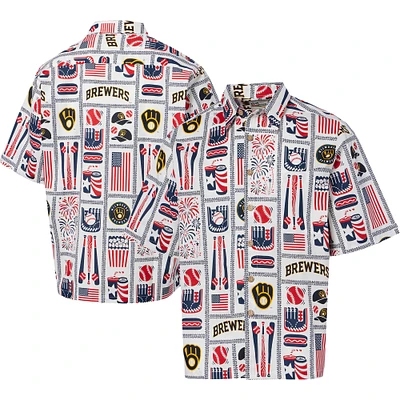 Men's Reyn Spooner White Milwaukee Brewers Americana Button-Up Shirt