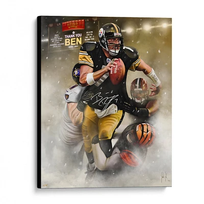 Ben Roethlisberger Pittsburgh Steelers Autographed Stretched 36" x 45" Embellished Canvas Giclee Print - Art by Jordan Spector - #1 of a Limited Edition 4