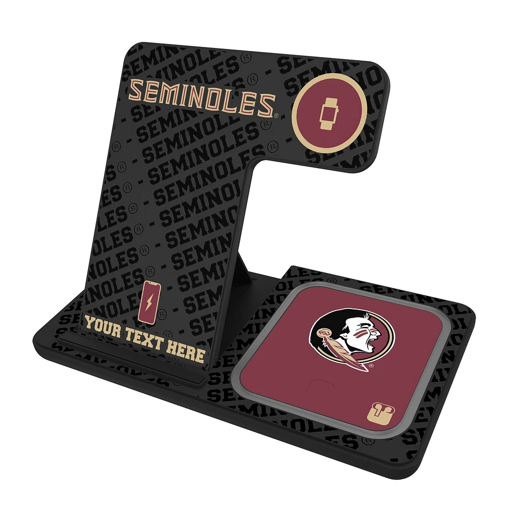 Florida State Seminoles Primary Logo Personalized 3-In-1 Wireless Charger