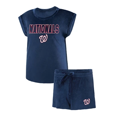 Women's Concepts Sport Navy Washington Nationals Intermission Top & Shorts Sleep Set