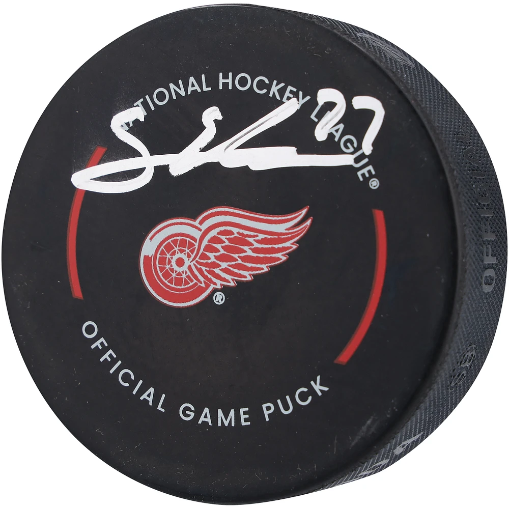 Simon Edvinsson Detroit Red Wings Autographed Official Game Puck