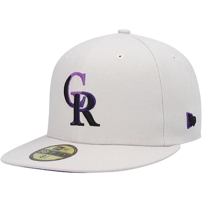 Men's New Era Khaki Colorado Rockies Stone Dim Undervisor 59FIFTY Fitted Hat