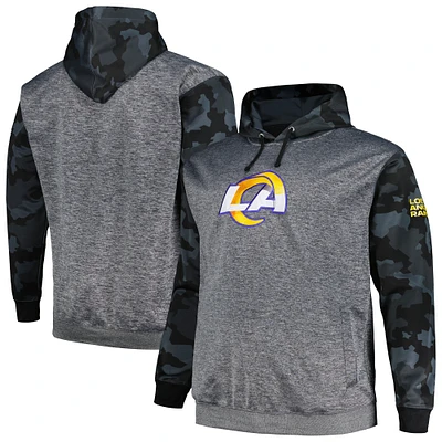 Men's Fanatics Heather Charcoal Los Angeles Rams Big & Tall Camo Pullover Hoodie