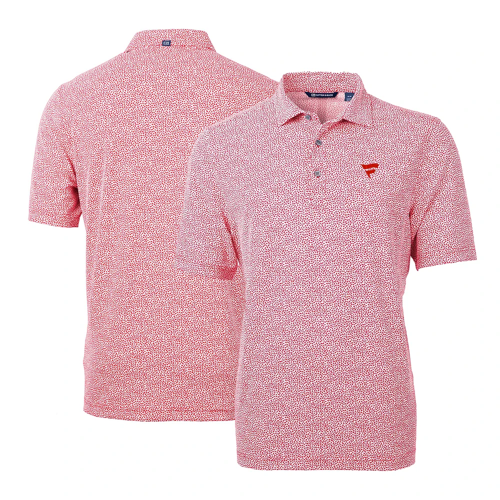 Men's Cutter & Buck Red Fanatics Corporate Virtue Eco Pique Botanical Print Polo