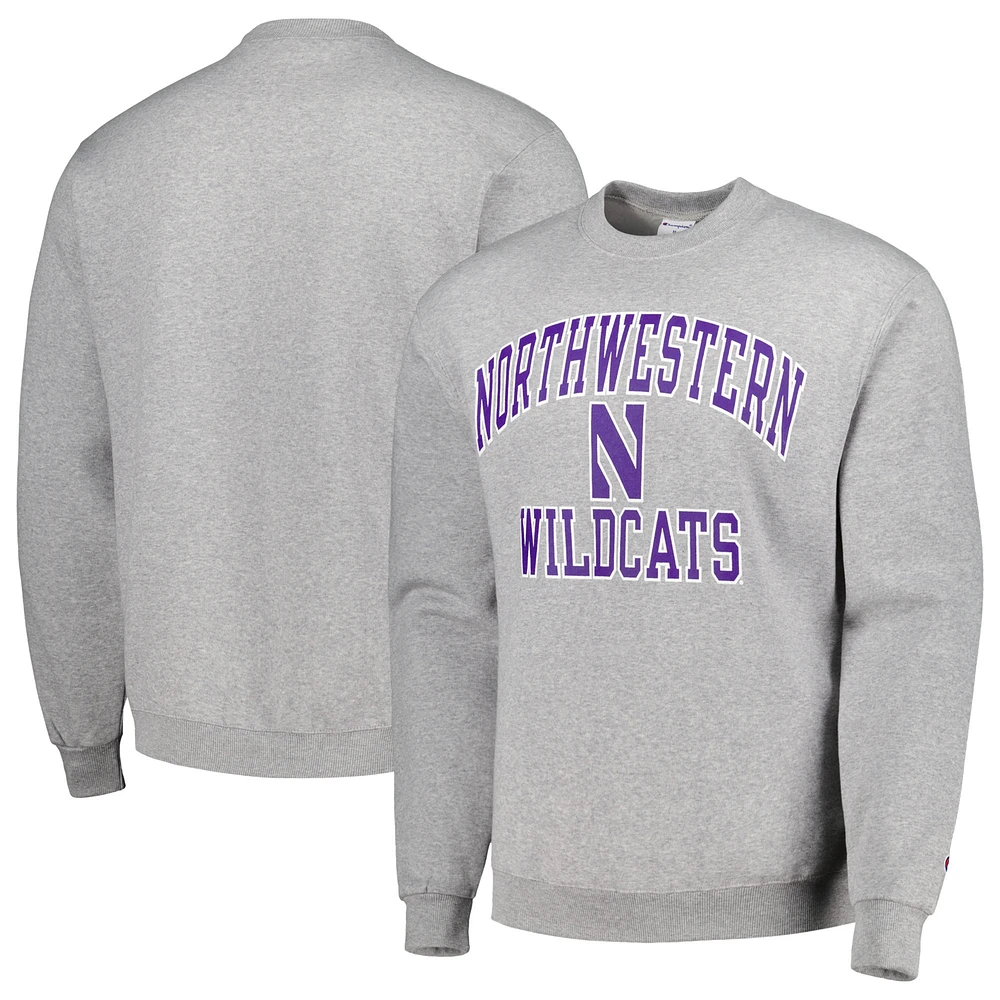 Men's Champion Heather Gray Northwestern Wildcats High Motor Pullover Sweatshirt