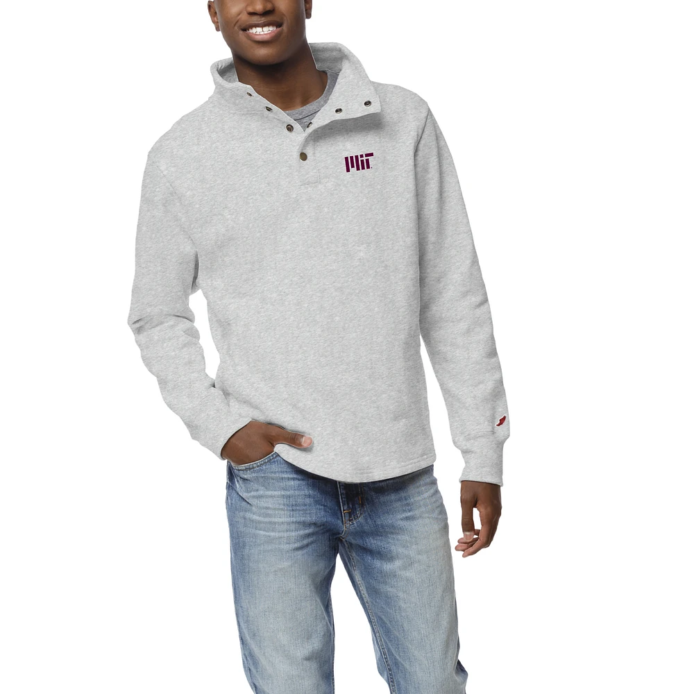 Men's League Collegiate Wear Ash MIT Engineers 1636 Fleece Quarter Snap Up Pullover Sweatshirt