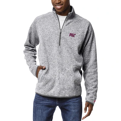 Men's League Collegiate Wear Heather Gray MIT Engineers Saranac Raglan Quarter-Zip Jacket