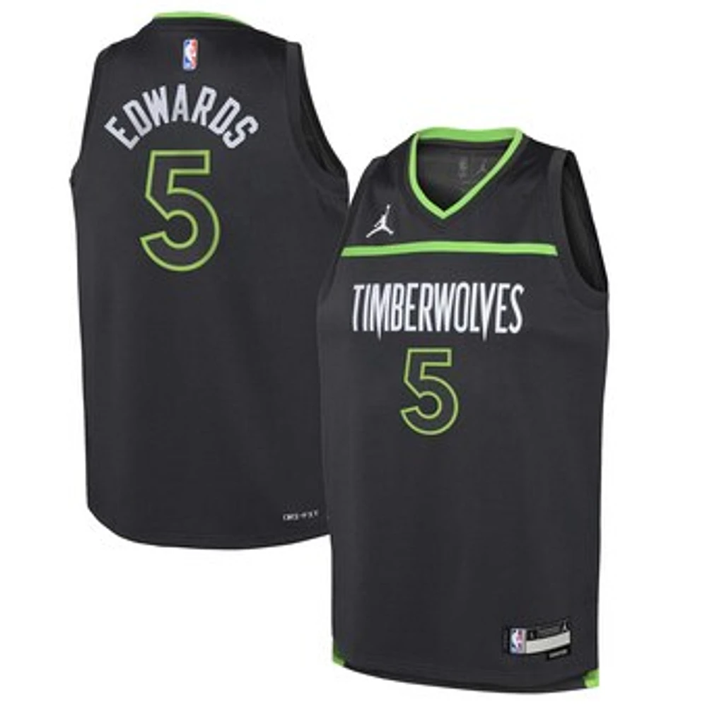 Youth Jordan Brand Anthony Edwards Black Minnesota Timberwolves Swingman Jersey - Statement Edition