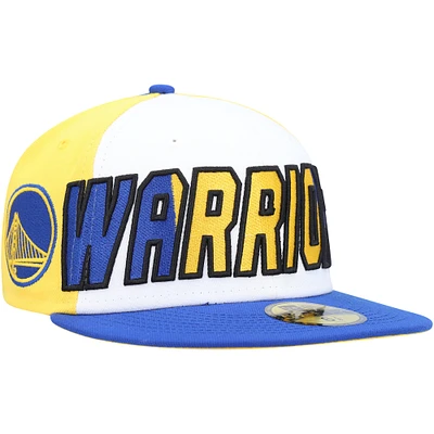 Men's New Era White/Royal Golden State Warriors Back Half 9FIFTY Fitted Hat