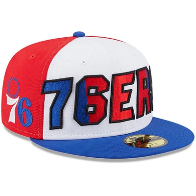 Men's New Era White/Royal Philadelphia 76ers Back Half 9FIFTY Fitted Hat