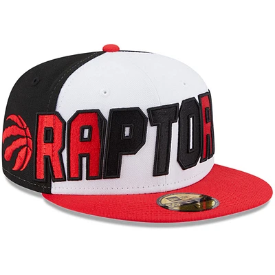 Men's New Era White/Red Toronto Raptors Back Half 9FIFTY Fitted Hat