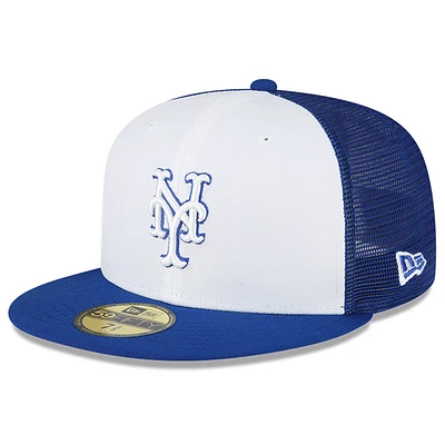 Men's New Era White/Blue York Mets 2023 On-Field Batting Practice 59FIFTY Fitted Hat