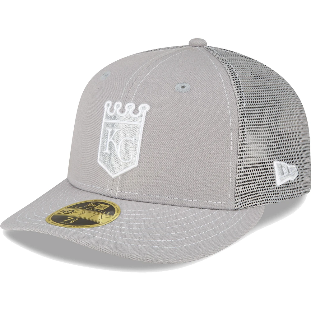 Men's New Era Gray Kansas City Royals 2023 On-Field Batting Practice Low Profile 59FIFTY Fitted Hat