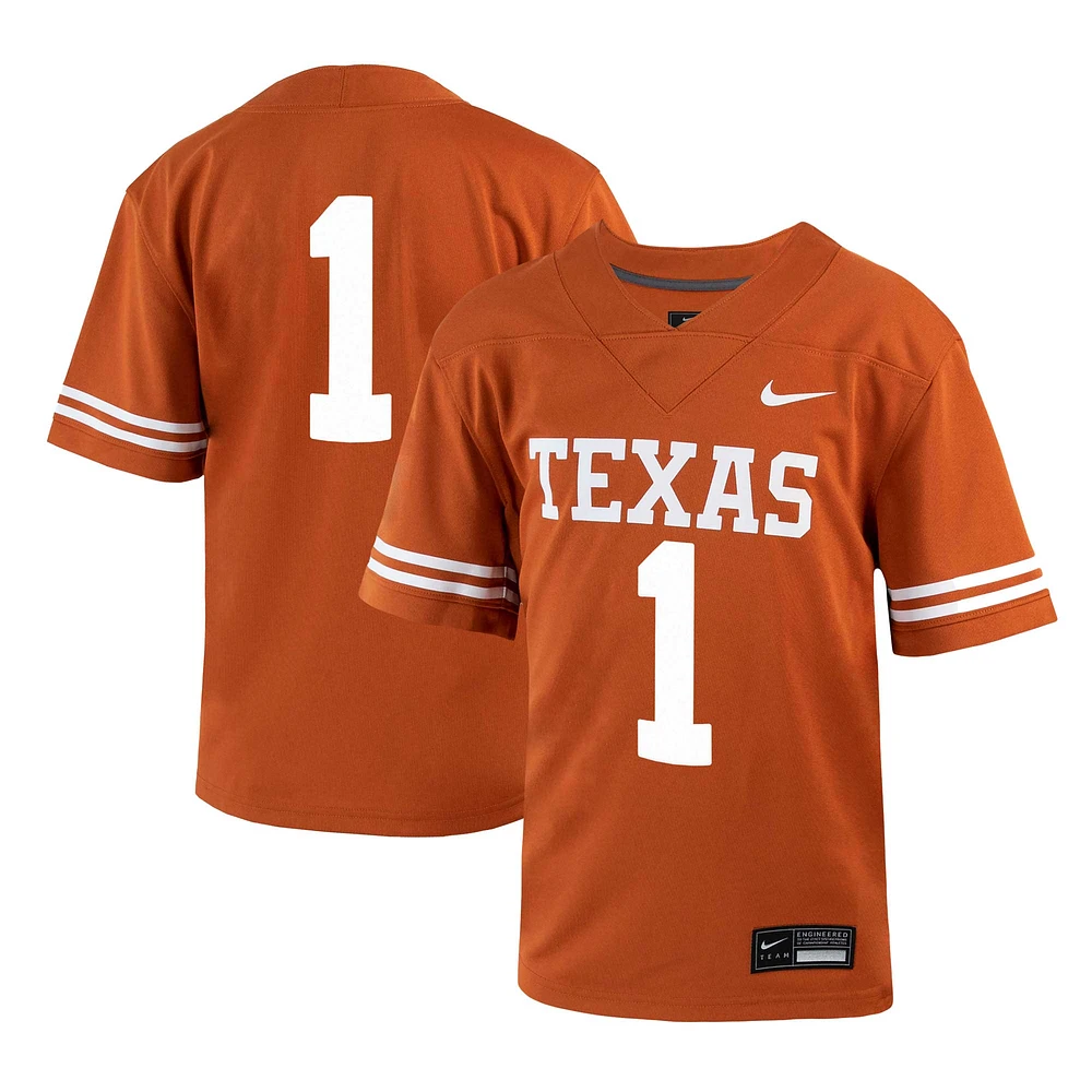 Youth Nike #1 Texas Orange Longhorns 1st Armored Division Old Ironsides Untouchable Football Jersey