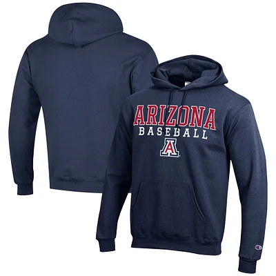 Men's Champion Navy Arizona Wildcats Baseball Stack Pullover Hoodie
