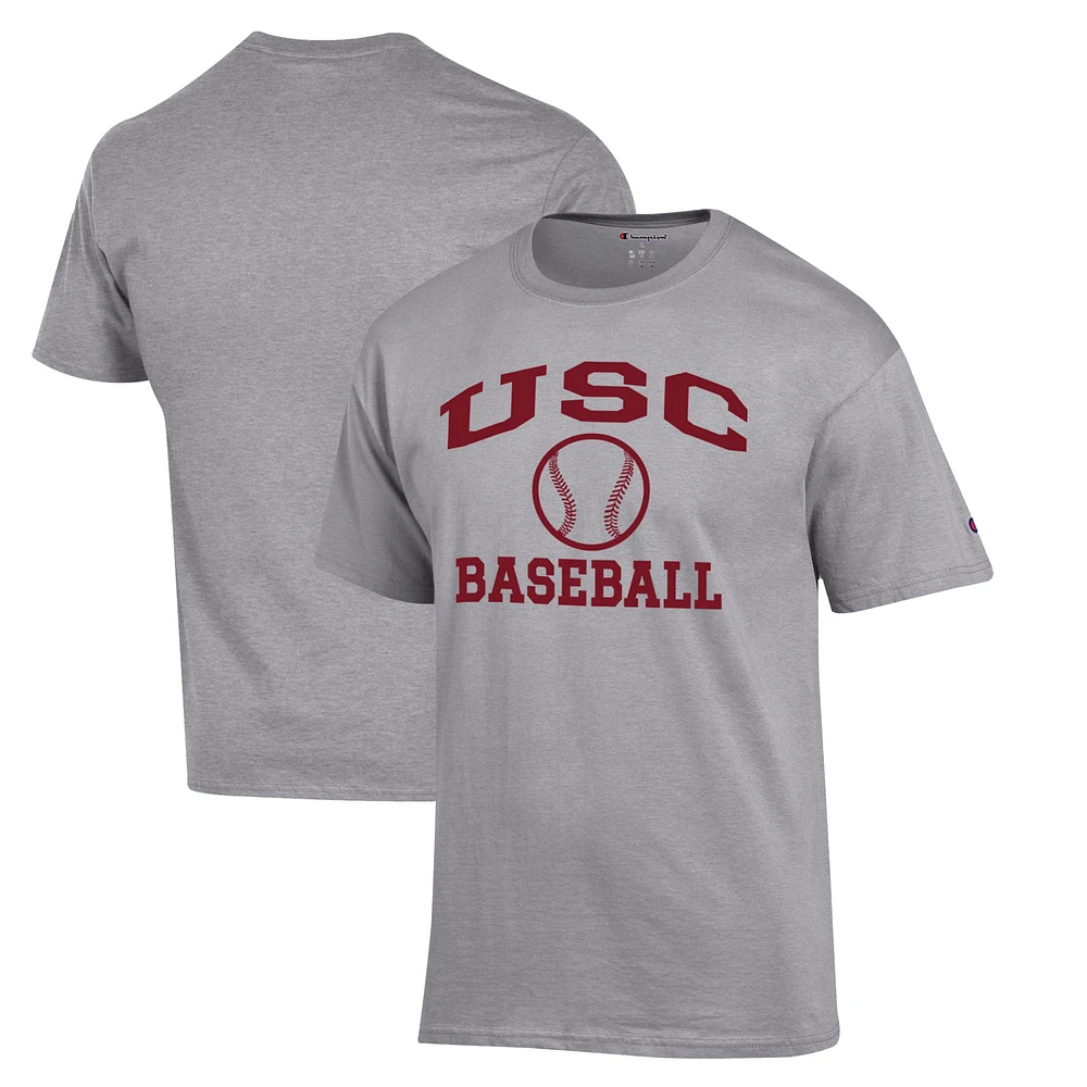 Men's Champion Gray USC Trojans Baseball Icon T-Shirt