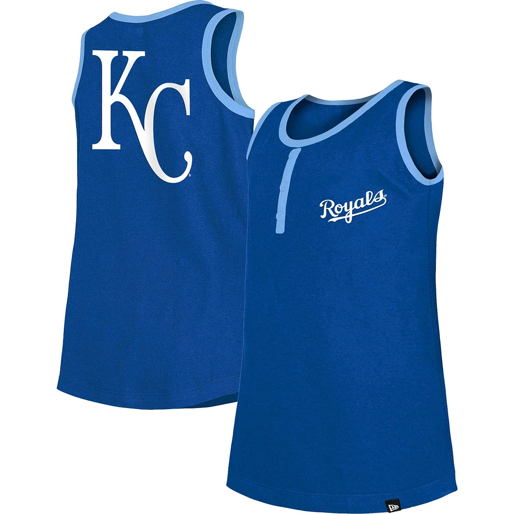 Girls Youth New Era Royal Kansas City Royals Henley Tank Top