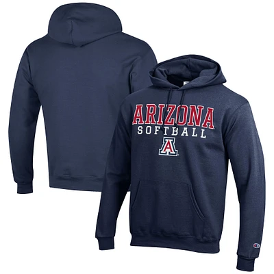 Men's Champion Navy Arizona Wildcats Softball Stack Pullover Hoodie