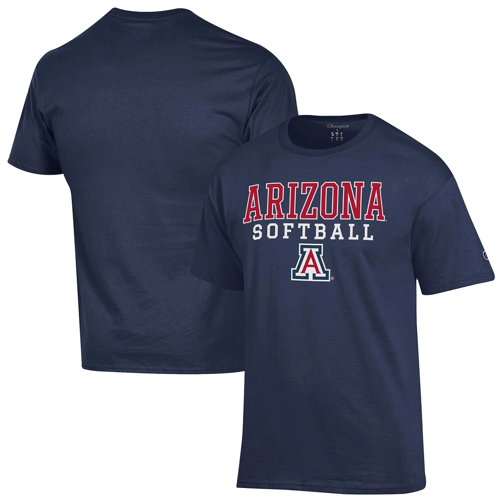 Men's Champion Navy Arizona Wildcats Softball Stack T-Shirt