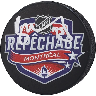Juraj Slafkovsky Montreal Canadiens Autographed French 2022 NHL Draft Logo Hockey Puck
