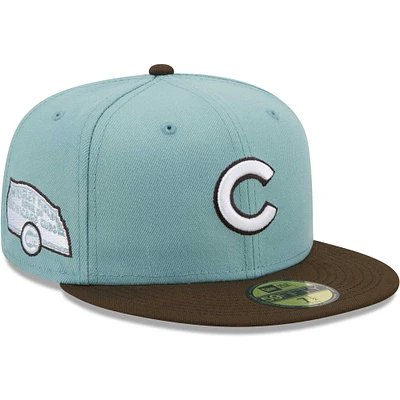 Men's New Era Light Blue/Brown Chicago Cubs Beach Kiss 59FIFTY Fitted Hat