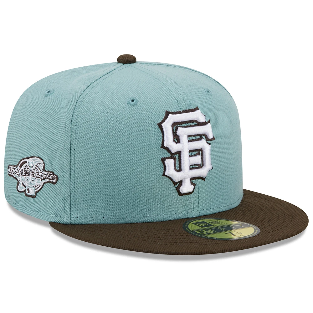 Men's New Era Light Blue/Brown San Francisco Giants 2002 World Series Beach Kiss 59FIFTY Fitted Hat