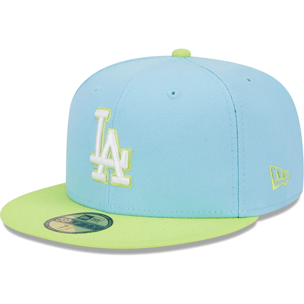 Men's New Era Light Blue/Neon Green Los Angeles Dodgers Spring Color Two-Tone 59FIFTY Fitted Hat