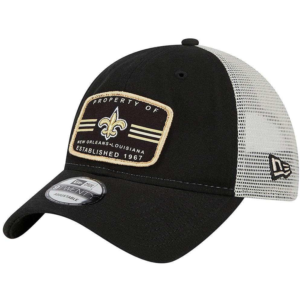 Men's New Era Black New Orleans Saints Property Trucker 9TWENTY Adjustable Hat