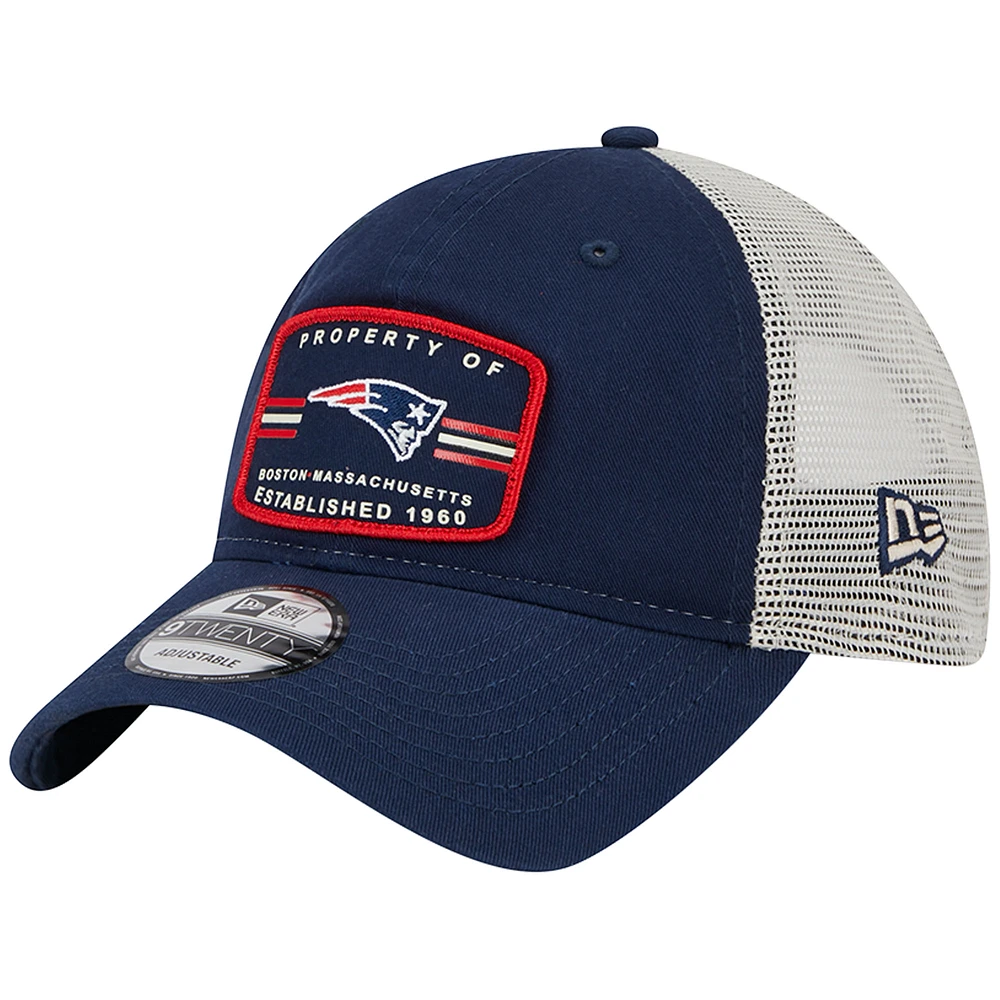 Men's New Era Navy New England Patriots Property Trucker 9TWENTY Adjustable Hat