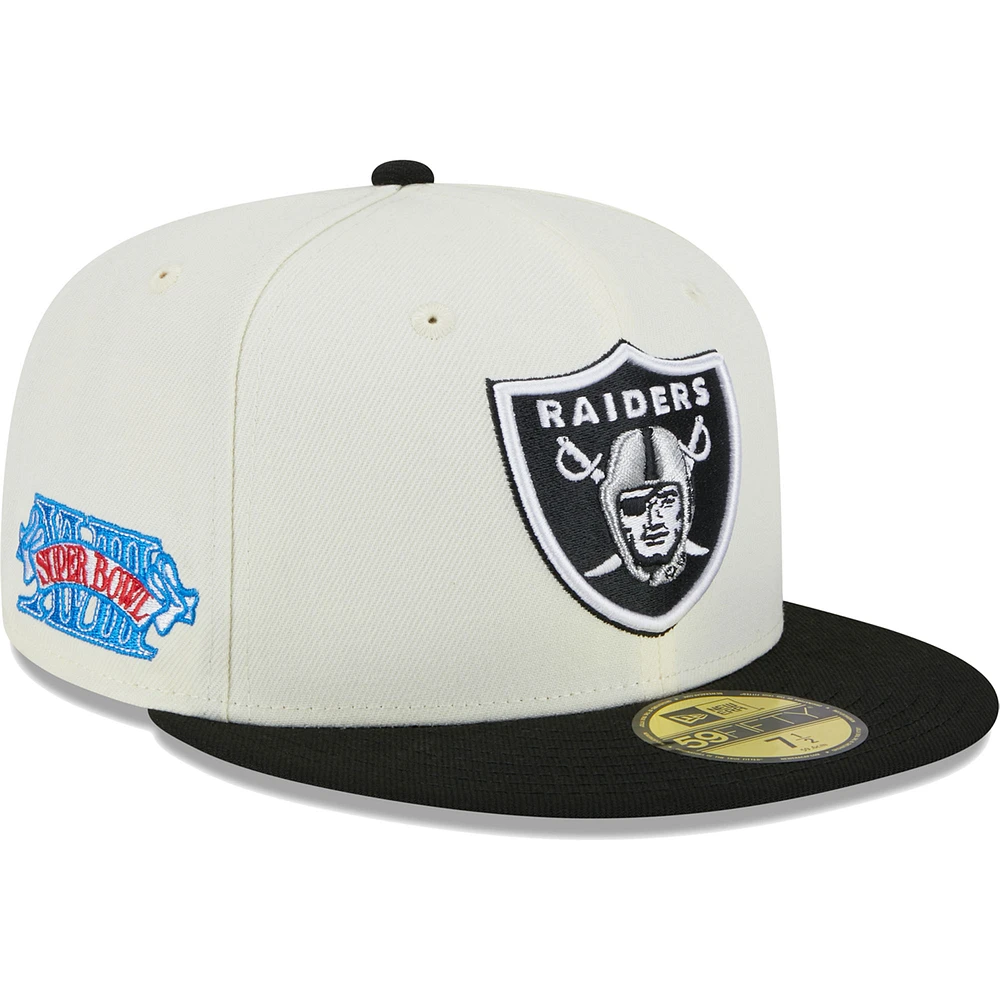 Men's New Era Cream Las Vegas Raiders Retro 59FIFTY Fitted Hat
