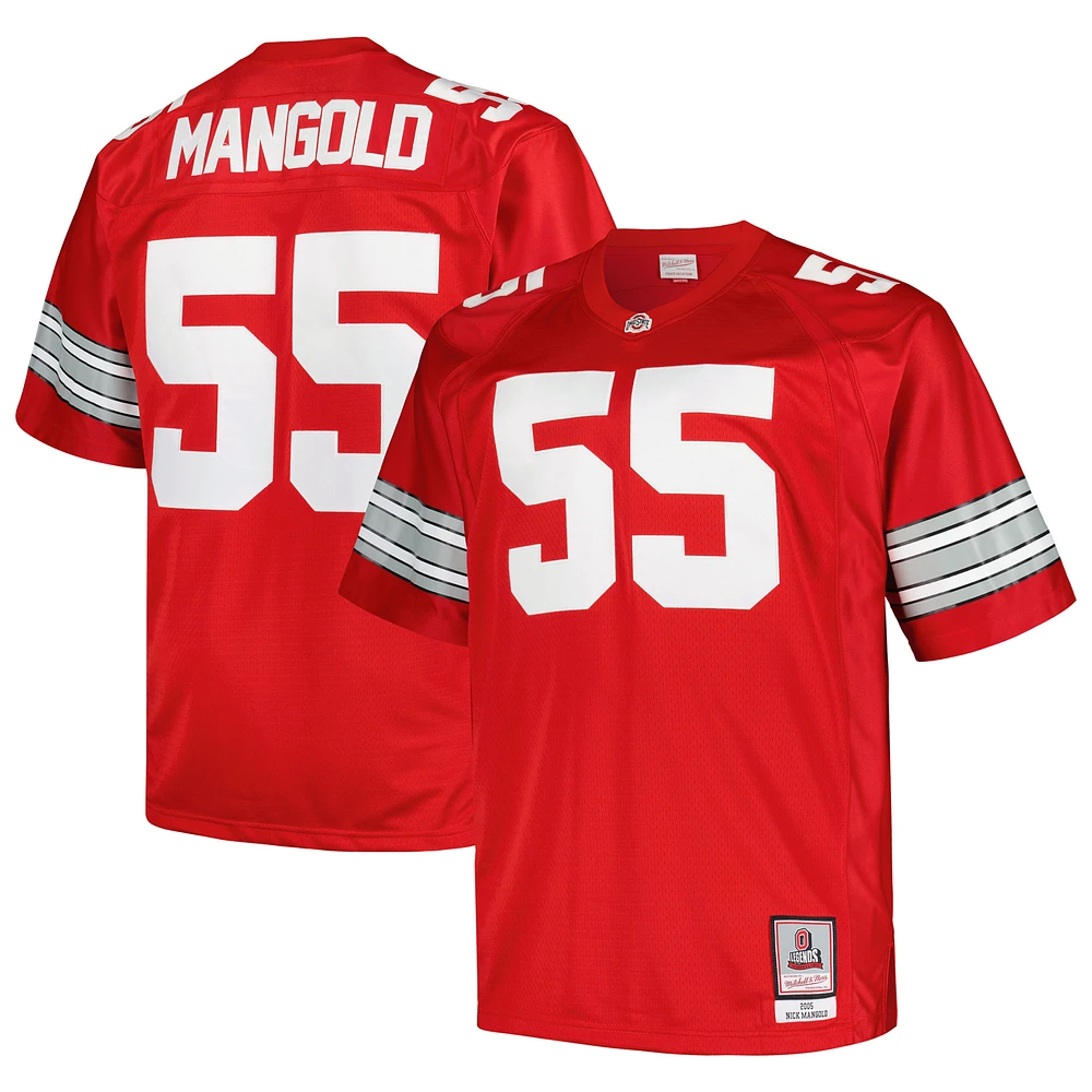 Men's Mitchell & Ness Nick Mangold Scarlet Ohio State Buckeyes Big Tall Legacy Jersey