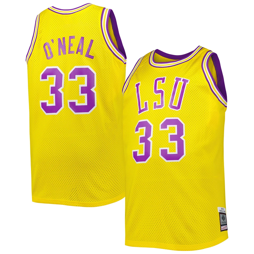 Men's 1990/91 Mitchell & Ness Shaquille O'Neal Gold LSU Tigers Big Tall Swingman Jersey