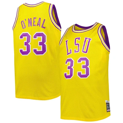 Men's 1990/91 Mitchell & Ness Shaquille O'Neal Gold LSU Tigers Big Tall Swingman Jersey