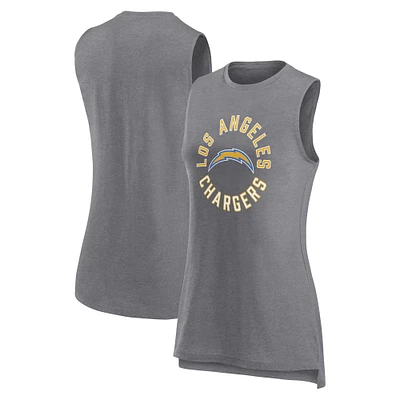 Women's Fanatics Heather Gray Los Angeles Chargers What Goes Around Tank Top