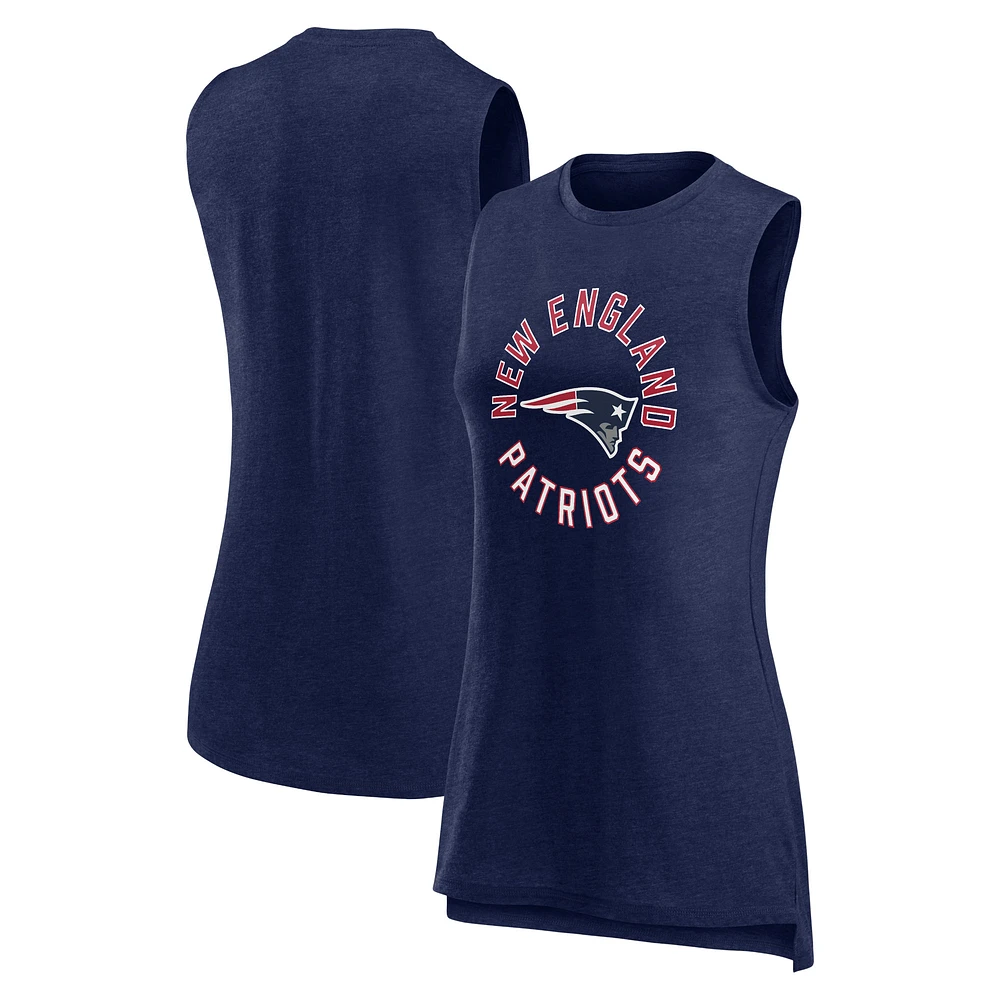 Women's Fanatics Heather Navy New England Patriots What Goes Around Tank Top