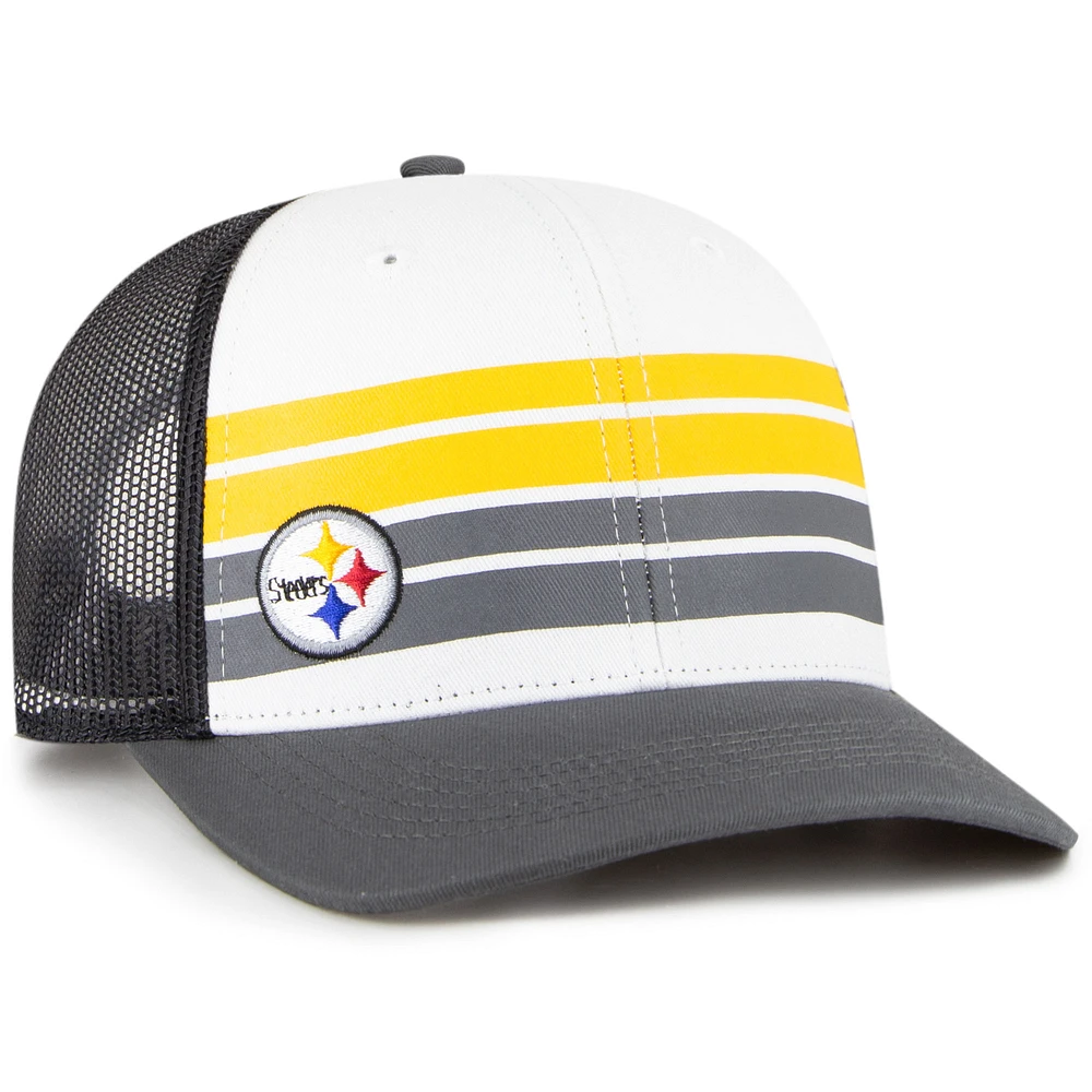 Youth '47 White/Charcoal Pittsburgh Steelers Cove Trucker Snapback Hat
