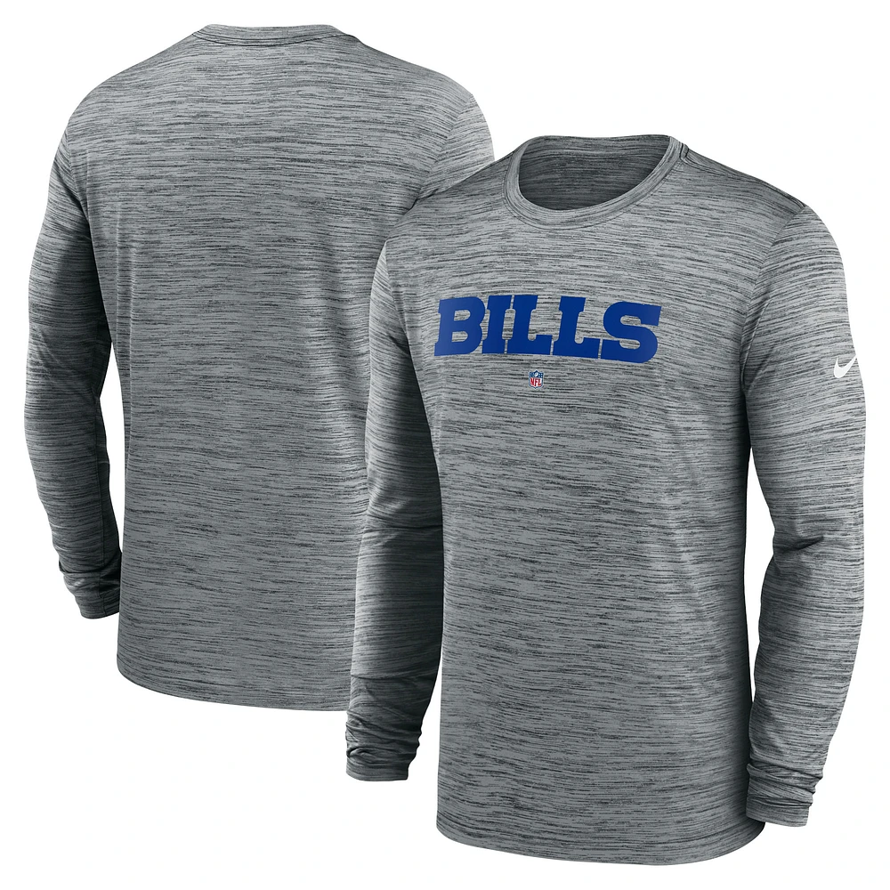 Men's Nike Heather Gray Buffalo Bills Sideline Team Velocity Performance Long Sleeve T-Shirt